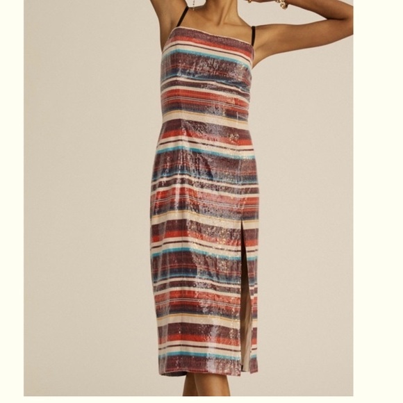 NWT Hutch Anthropologie Sequined Striped Bodycon Midi Dress - Picture 8 of 9